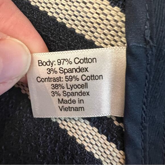 Lane Bryant Striped Frayed Edge Waterfall Jacket sz 22 Navy and Cream - Picture 4 of 11